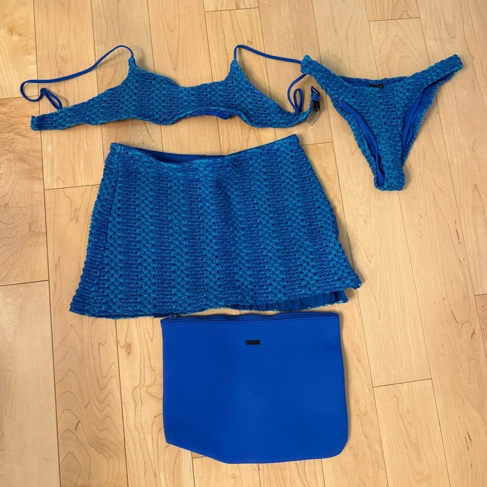 triangl swimwear Blue Cropped Bikini Top & High-Cut Bottom Set